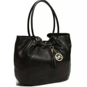 Michael Kors Black Leather Medium East Ring Tote Bag